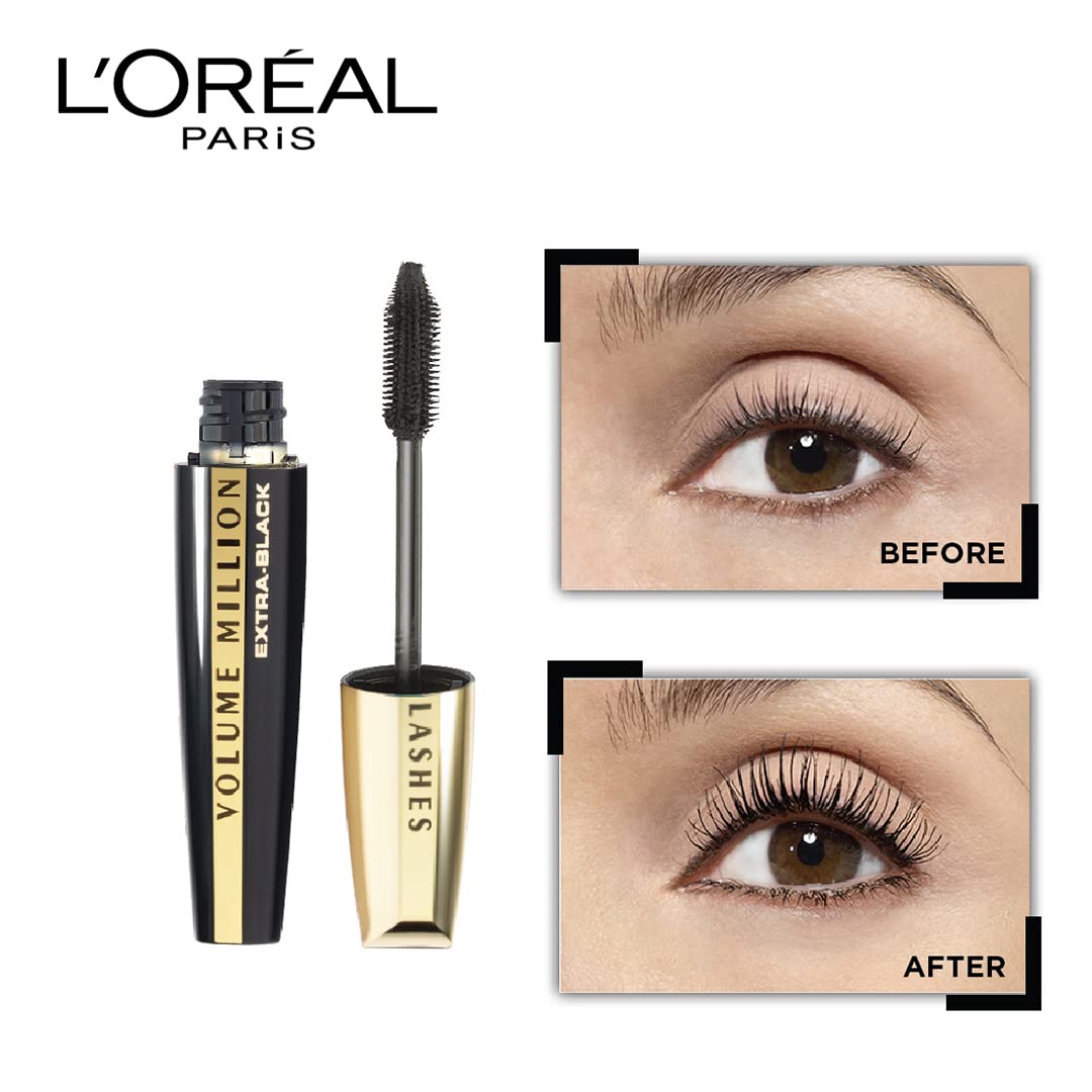 L'Oréal Paris Mascara, Fanned Out Lash Effect, Washable, Clump-free and Smudge-free, Volume Million Lashes, Extra Black, 10.7ml - View 5 of 6