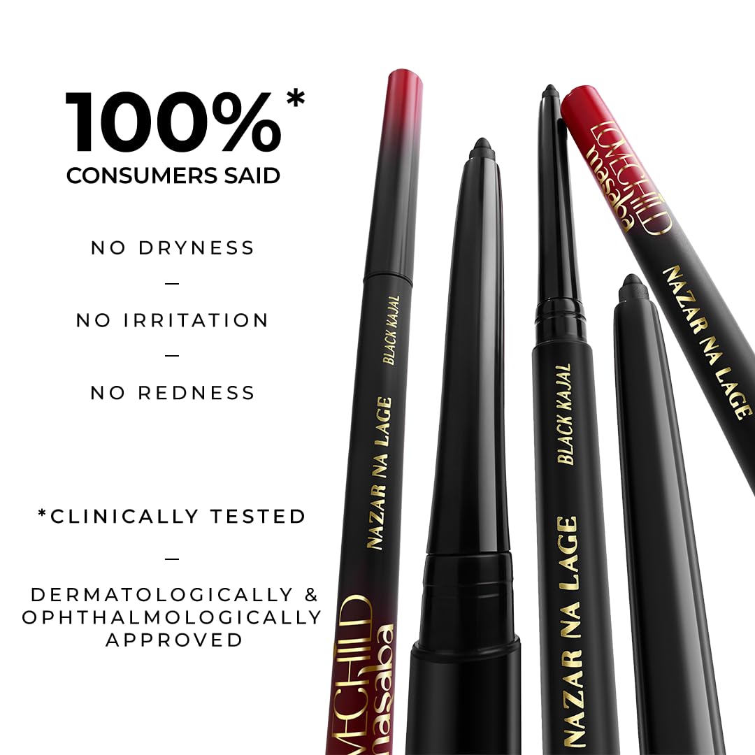 LoveChild Masaba Kajal Pencil Coal Black Matte - Smudge-proof & Waterproof, Long-lasting Deeply Pigmented Intense Black Kajal for Women, Makeup Essential (0.35g) - View 5 of 6