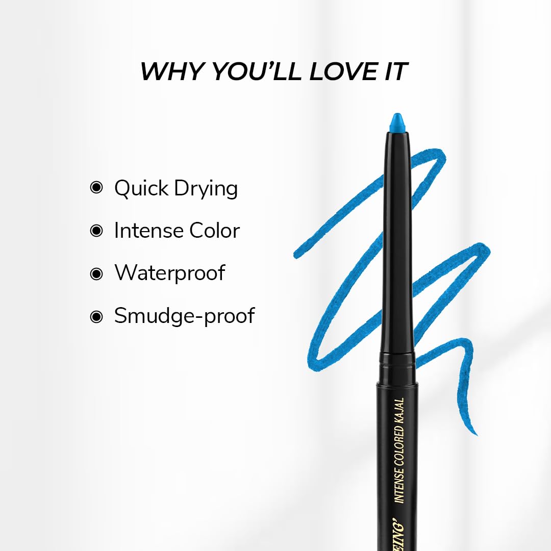 Love Child Masaba Colored Kajal, Bengal Blues (Sky Blue)- Intense Color, Smooth Glide, Waterproof, Smudge-Proof Eye Pencil with Almond Oil, 0.35 g - View 5 of 6