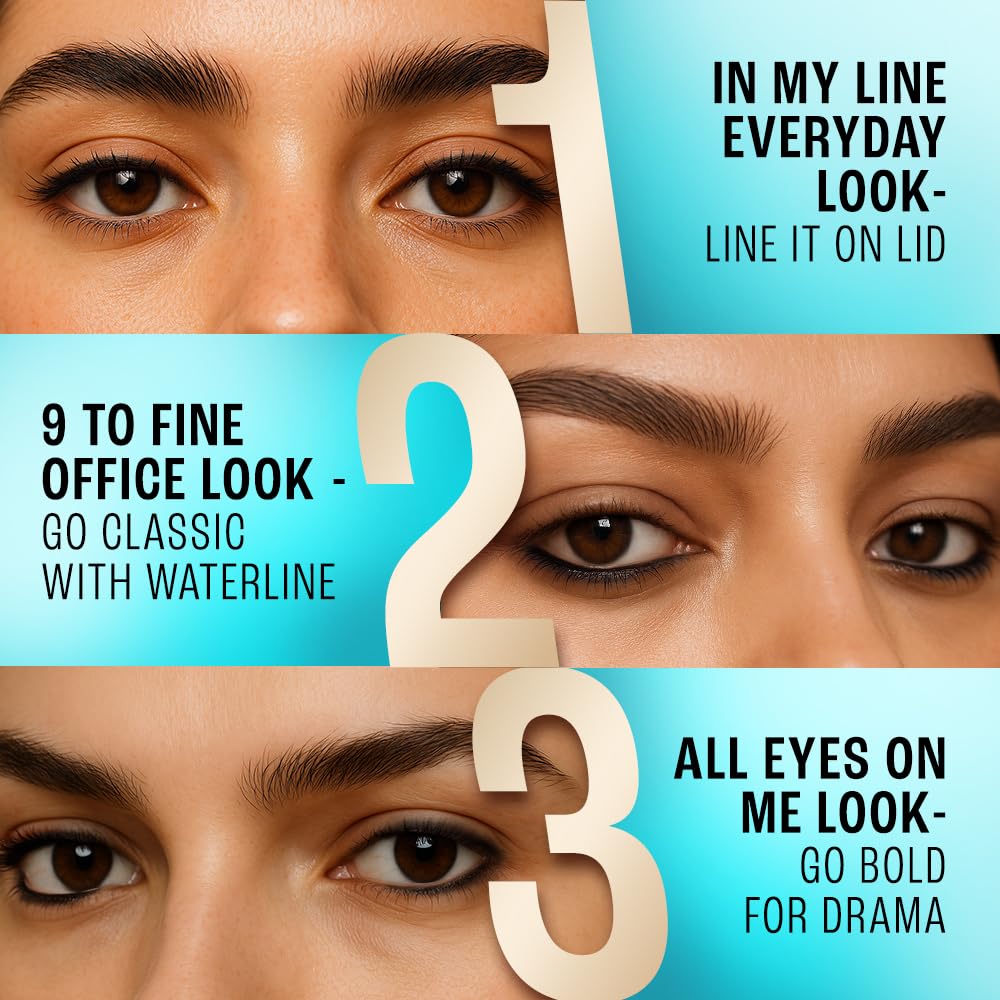 Lakme 9-5 Eyeconic Kajal, Deep Black, Smudgeproof and Waterproof that lasts upto 24H, for 2x dark pigment, 0.35g - View 2 of 6