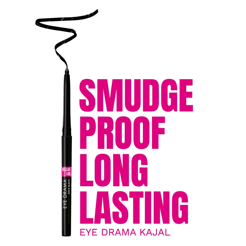 Elle 18 Eye Drama Kajal|| Super Black- Smudge-Proof|| Waterproof|| 0.35 g - View 5 of 5