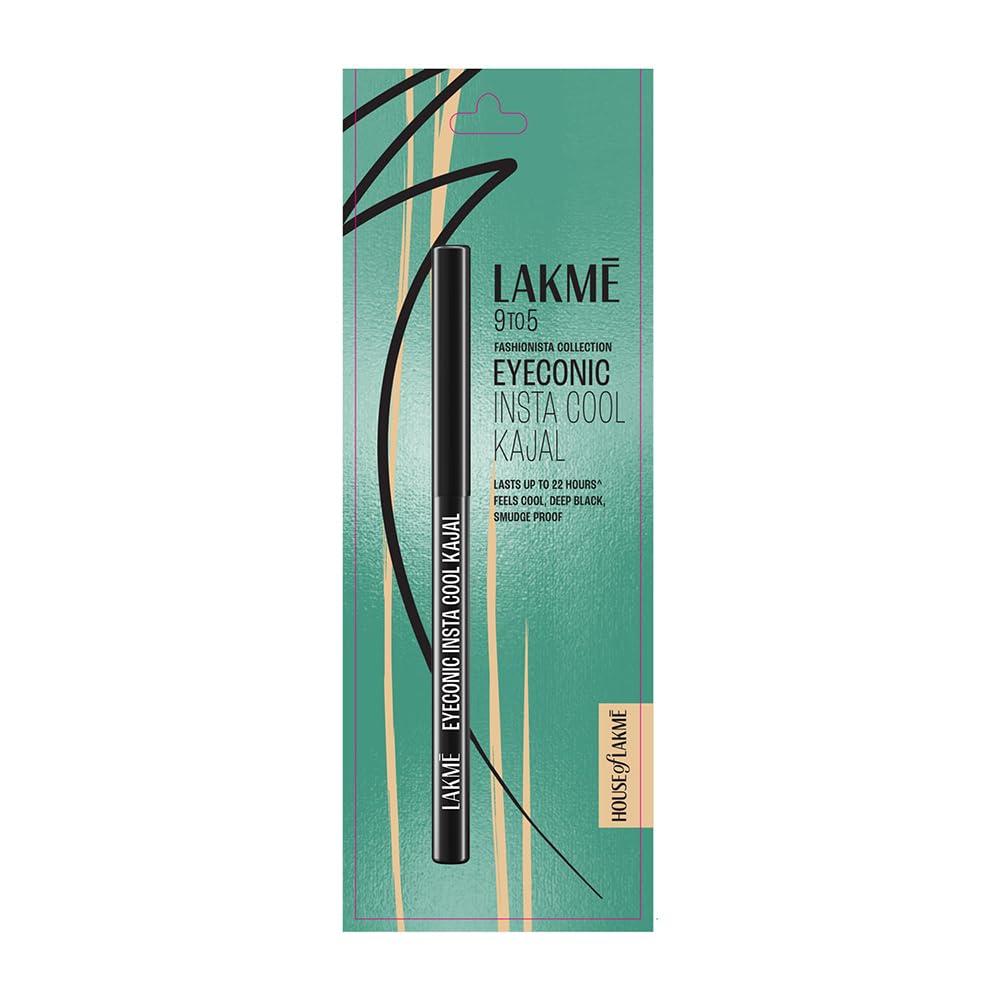 Lakme Eyeconic Insta Cool Kajal|| Black|| Cooling Kohl Liner with Cucumber|| Twist Up Pencil - Waterproof|| Smudge Proof & Long Lasting Eye Makeup|| 0.35 g - View 2 of 7