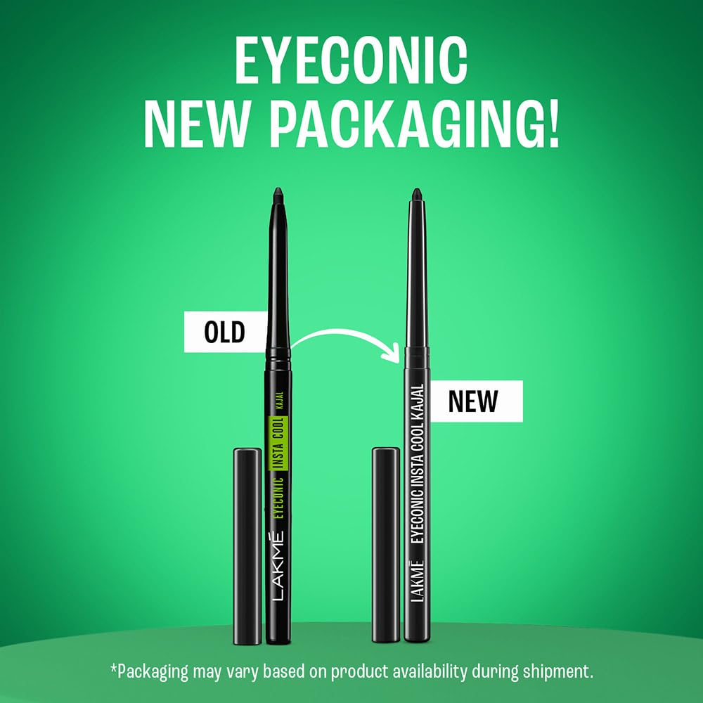 Lakme Eyeconic Insta Cool Kajal|| Black|| Cooling Kohl Liner with Cucumber|| Twist Up Pencil - Waterproof|| Smudge Proof & Long Lasting Eye Makeup|| 0.35 g - View 7 of 7