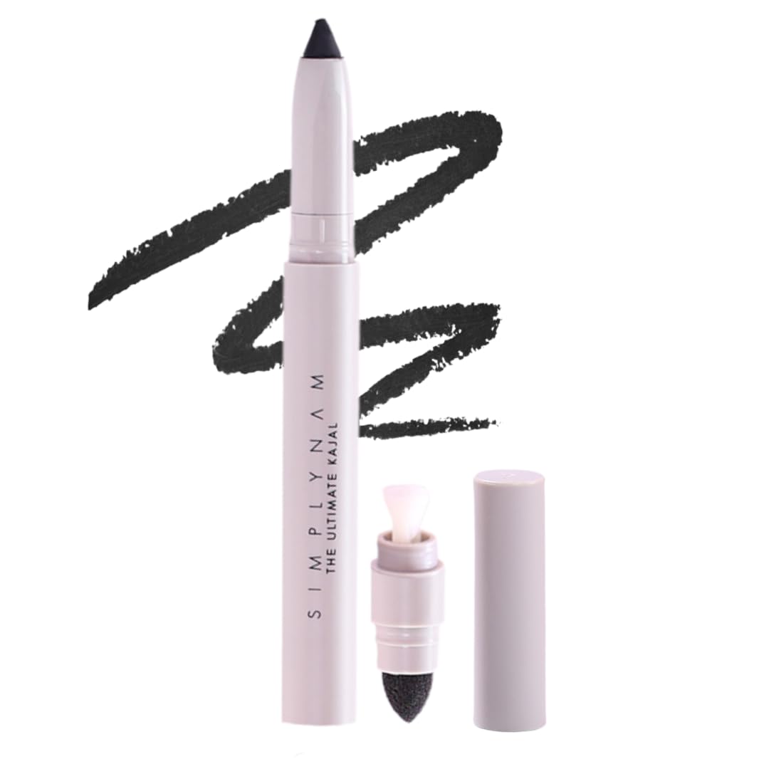 SIMPLYNAM Ultimate Kajal – Ink Black | 1 Stroke Intense Color Payoff | Water & Sweat-Resistant | Long-Lasting & Smudge-Proof | Safe for Sensitive Eyes | 7X More Product | In-Built Sharpener & Smudger - View 7 of 7