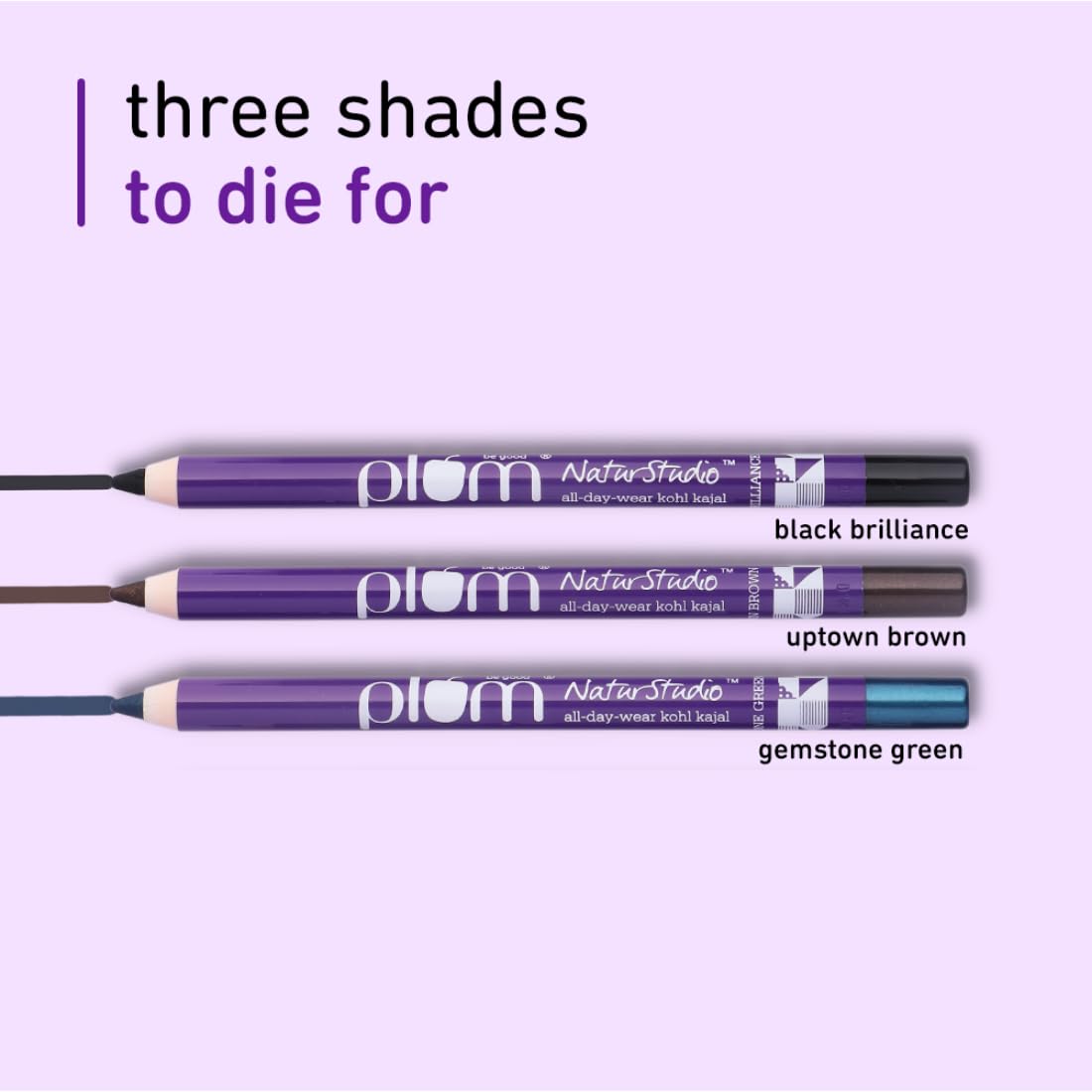 Plum Naturstudio All-Day-Wear Kajal | Water & Smudge-Proof | 24-Hour Long Stay | Intense Matte Black | Gel Finish | 2-In-1 Kajal & Eyeliner | Suitable for Sensitive Eyes & Contact Lenses | Includes Sharpener | 1.2g - View 2 of 4