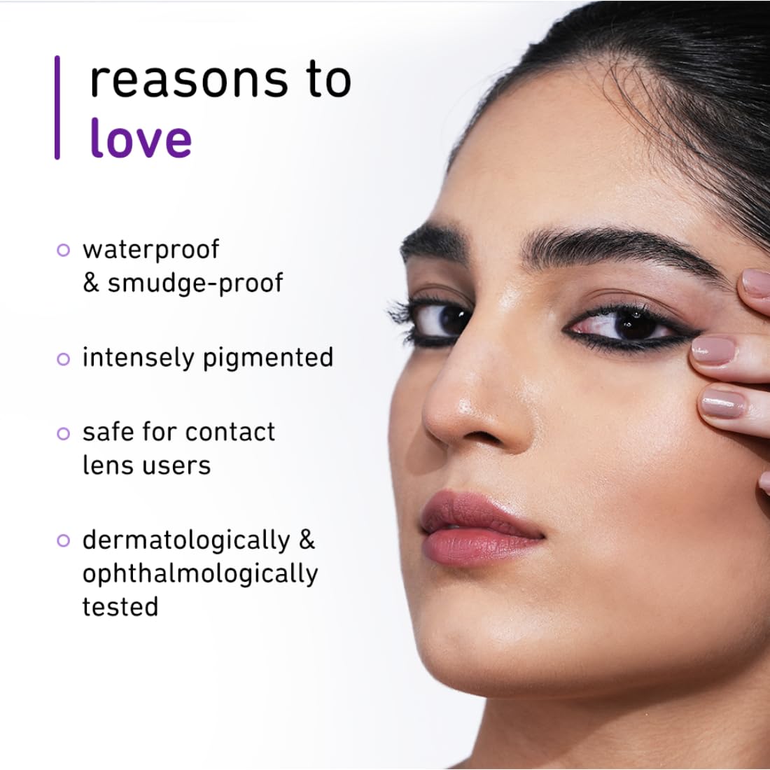 Plum Naturstudio All-Day-Wear Kajal | Water & Smudge-Proof | 24-Hour Long Stay | Intense Matte Black | Gel Finish | 2-In-1 Kajal & Eyeliner | Suitable for Sensitive Eyes & Contact Lenses | Includes Sharpener | 1.2g - View 4 of 4