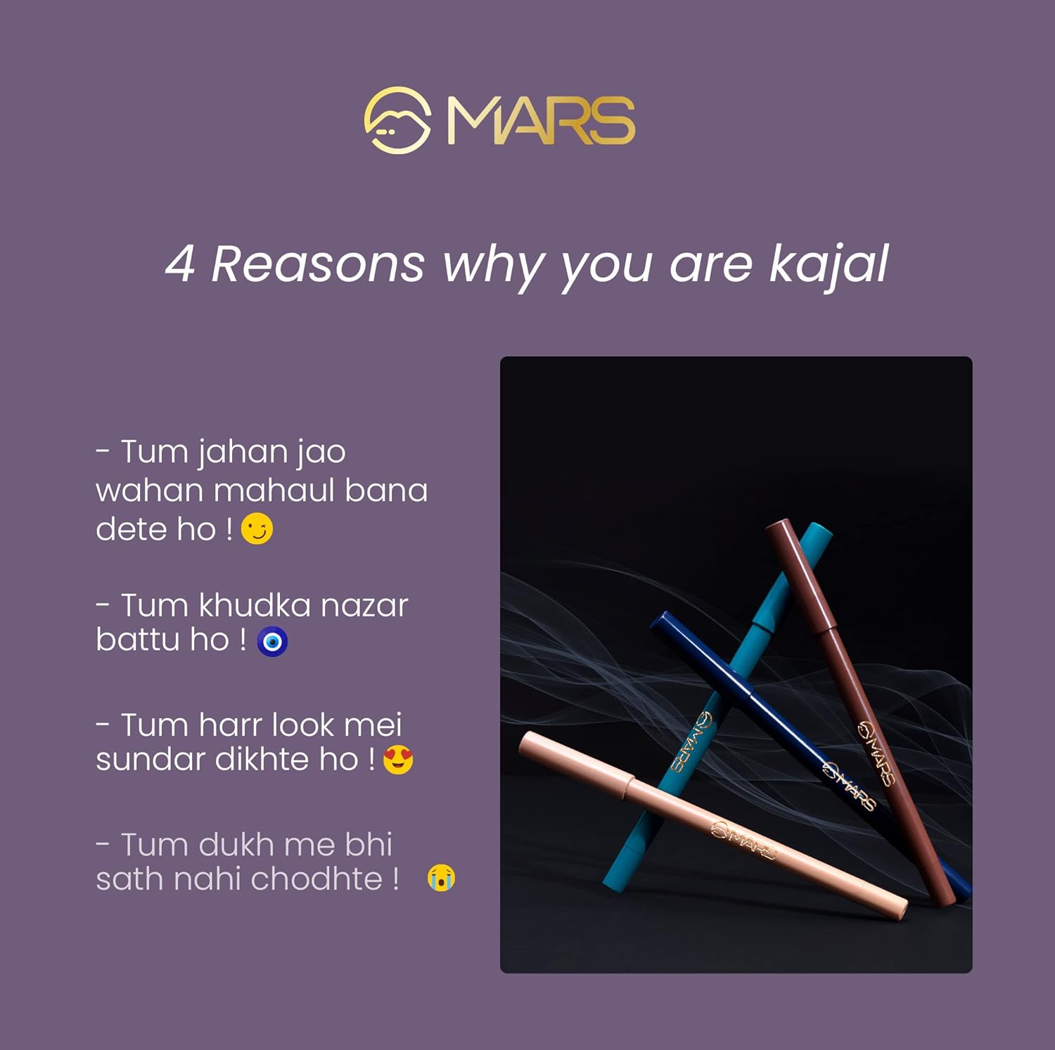 MARS Won't smudge Won't budge Smooth Glide Matte Kajal | Long Stay & Water Proof (1.4g) (03-Velour Black) - View 3 of 5