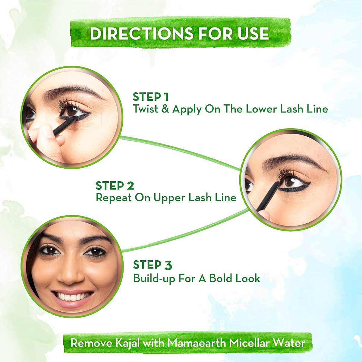 Mamaearth Long Stay Kajal Black Retractable Waterproof Pencil, With Vitamin C & Chamomile, Charcoal Black, Matte Finish - 0.35 g - View 2 of 6