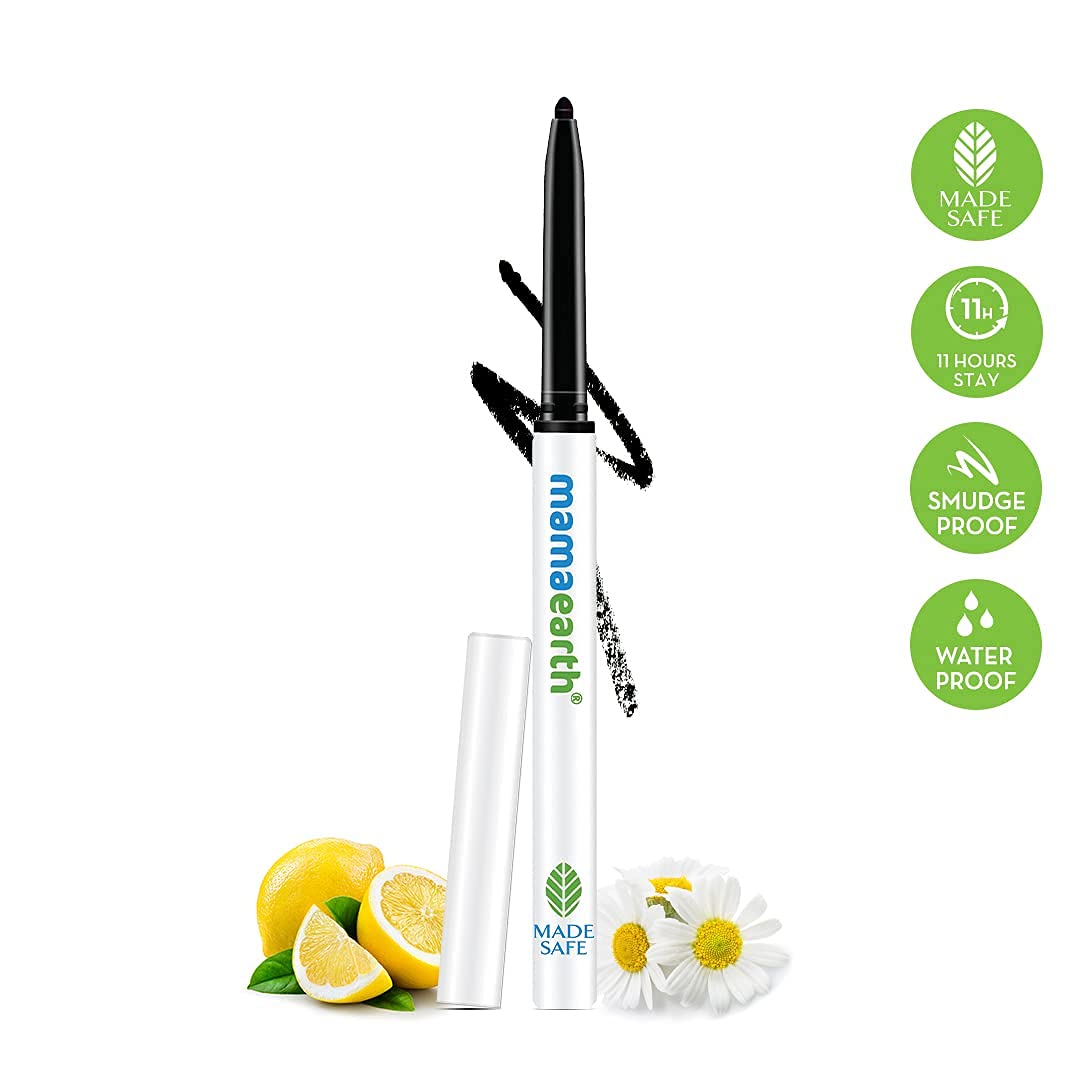 Mamaearth Long Stay Kajal Black Retractable Waterproof Pencil, With Vitamin C & Chamomile, Charcoal Black, Matte Finish - 0.35 g - View 6 of 6
