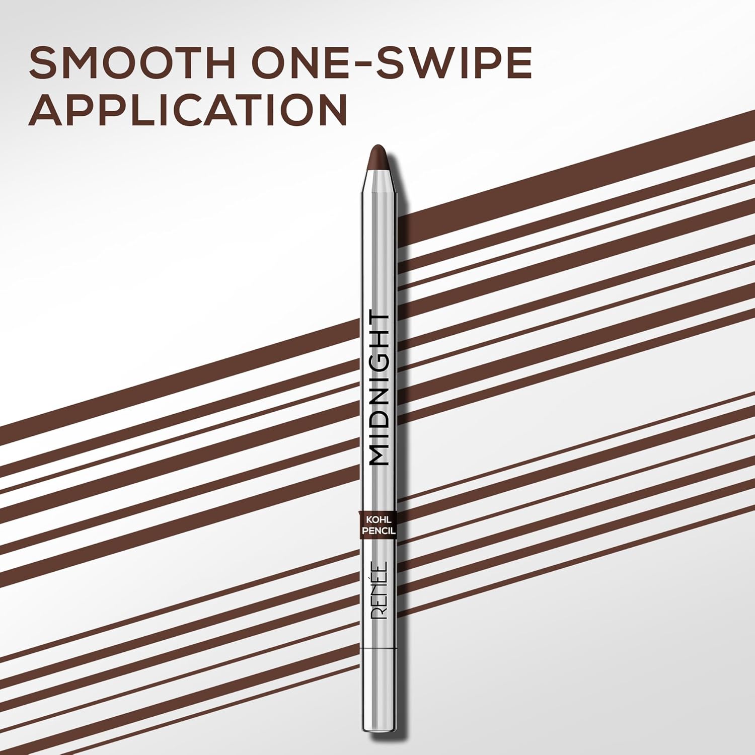 RENEE Midnight Kohl Pencil- Brown | Waterproof, Smudge-proof Kajal With Sharpener | Matte Finish, Long-lasting Upto 24 Hours | One-swipe Application With Vitamin E | 1.5 g - View 2 of 6