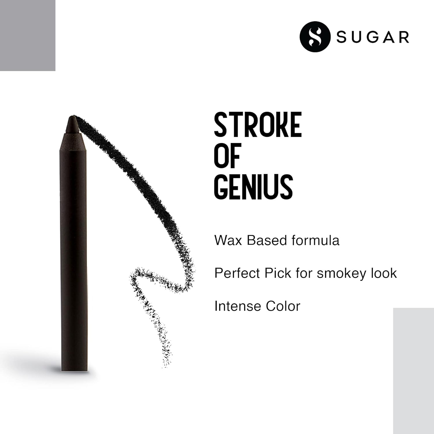 SUGAR Cosmetics Stroke Of Genius Heavy-Duty Kohl with Sharpner | Long Lasting, Smudge Proof & Waterproof Kajal Pencil | Matte Finish | 1.2gm - 01 Back To Black (Black) - View 3 of 4