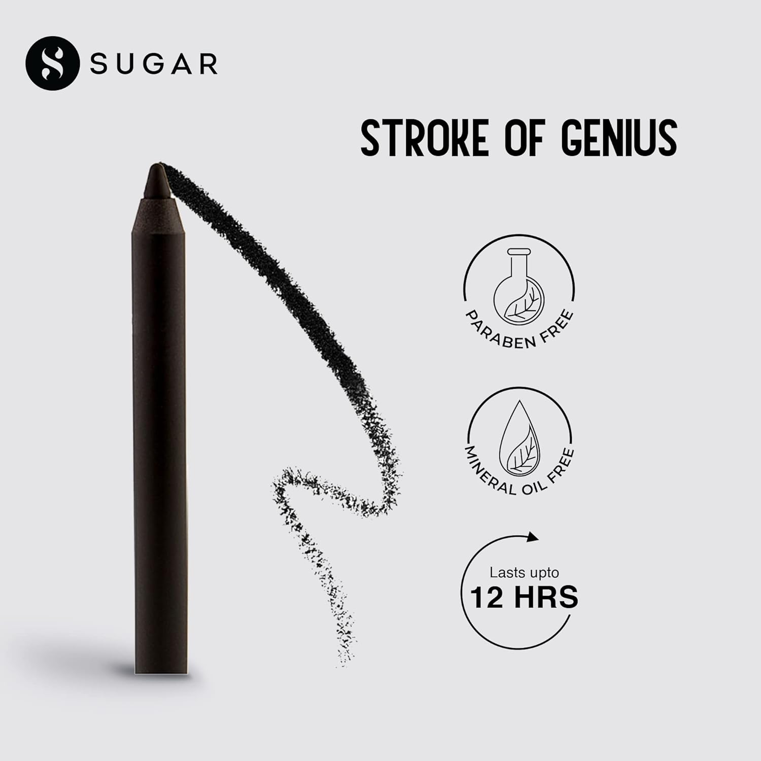 SUGAR Cosmetics Stroke Of Genius Heavy-Duty Kohl with Sharpner | Long Lasting, Smudge Proof & Waterproof Kajal Pencil | Matte Finish | 1.2gm - 01 Back To Black (Black) - View 4 of 4