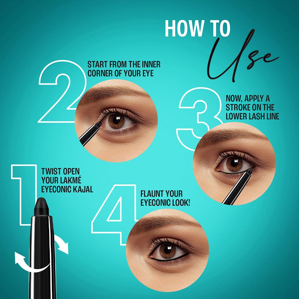 Lakme Eyeconic Kajal, Matte Waterproof Kohl, Smudgeproof Kajal Pencil that lasts 24 Hrs, White, 0.35g - View 2 of 6