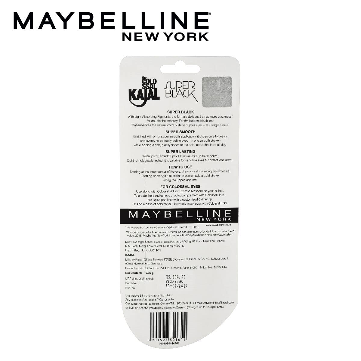 Maybelline New York Matte Kajal Cream, Super Black, Intense Colour, Sharp Definition, Long-Lasting, Colossal Kajal, 0.35G - View 6 of 6