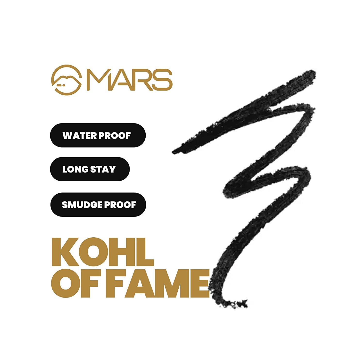 MARS Kohl of Fame Up to 12 Hours Stay Retractable Kajal | Smudgeproof and Waterproof | Long Lasting (0.35g) (Black) - View 2 of 5