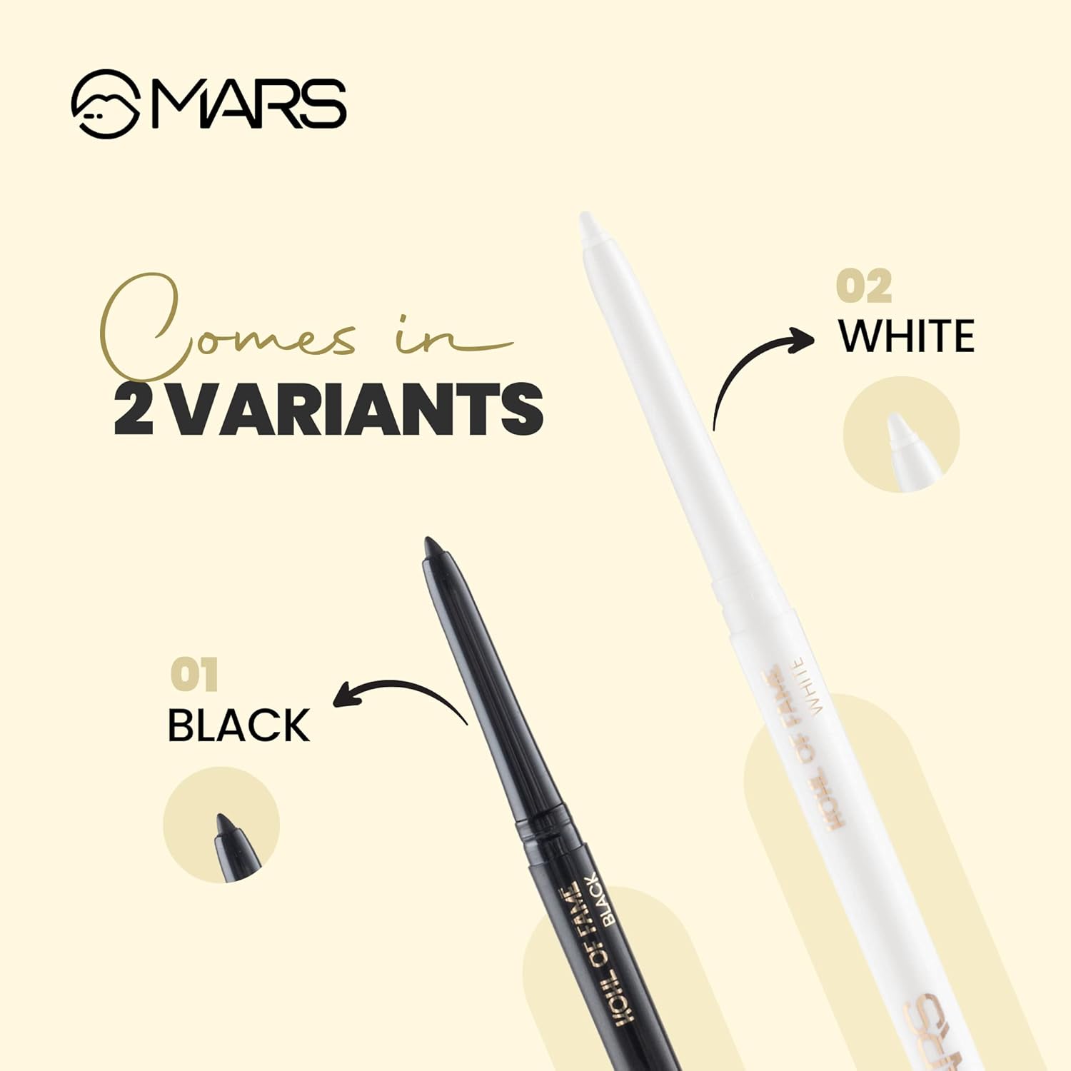 MARS Kohl of Fame Up to 12 Hours Stay Retractable Kajal | Smudgeproof and Waterproof | Long Lasting (0.35g) (Black) - View 3 of 5