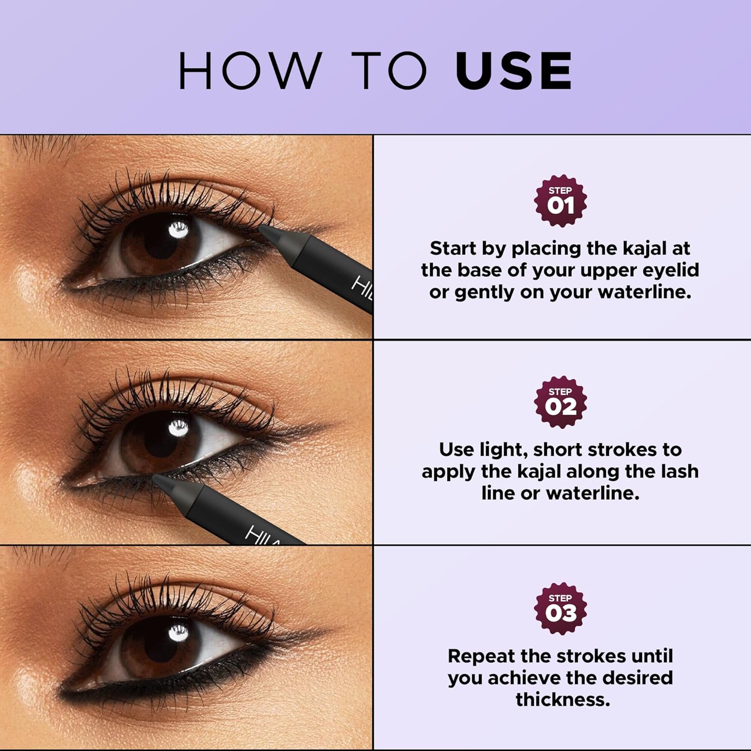Hilary Rhoda Ultra Black Kajal With Sharpener | 18-Hour Stay | Smudge-Proof & Waterproof Black Kajal for Women | Suitable for Sensitive eyes - 1.2g - View 2 of 6