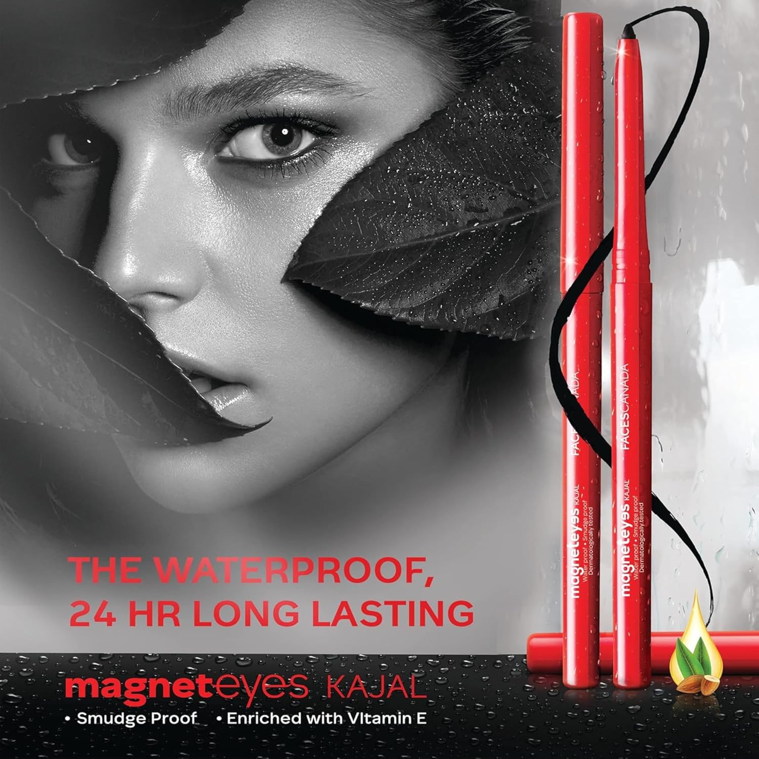 FACES CANADA Magneteyes Kajal - Black, 0.35g (Pack of 2) | 24 Hr Long Stay | One Stroke Smooth Glide | Waterproof, Smudgeproof & Fadeproof | Deep Matte Finish | Enriched With Almond Oil & Vitamin E - View 6 of 7