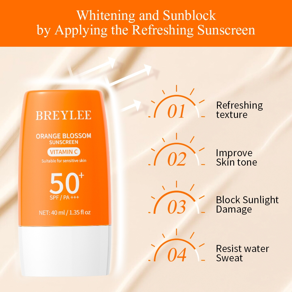BREYLEE Orange Sunscreen Gel SPF 50 PA+++ Lighten skin Whitening Sunblock Skincare Body Facial UV Protector Sunscreen - View 3 of 3