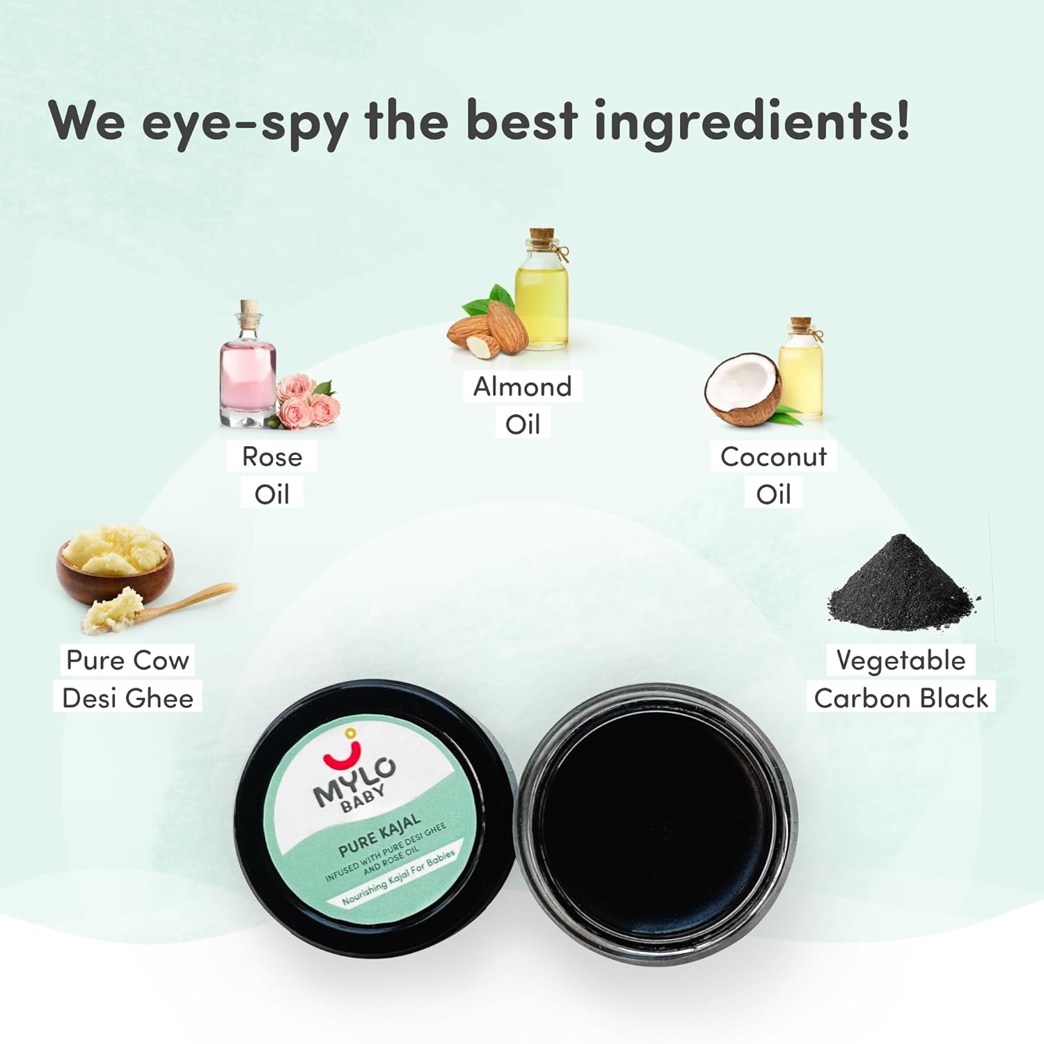Mylo Baby Pure Kajal 5gm | Dermatologically Tested | 100% Natural with Pure Desi Ghee | SmudgeProof | Long Lasting | Water-Resistant | Soothes Dry Eyes - View 4 of 6