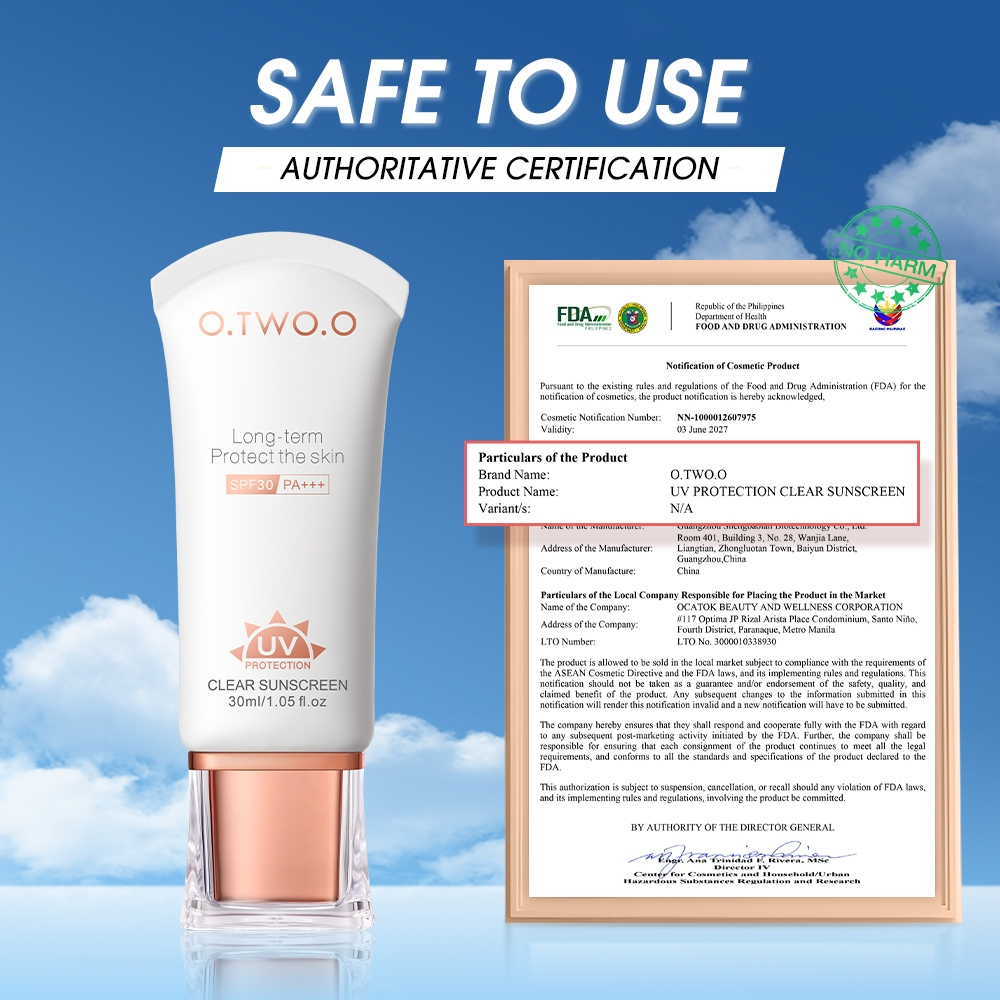 O.TWO.O SPF30 PA++++ Sunscreen Brightening Lightweight Non-Sticky UV Sun Protection Face Sunscreen For Sensitive Skin - View 2 of 3