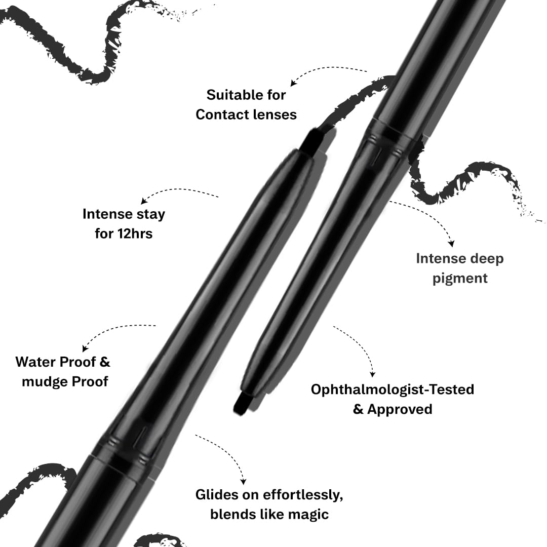 FLiCKA Breathtaking Eyes Twist Kajal Waterproof, Smudge Proof, Longlasting, Dermatologically approved, Intense Colour, Black, 0.30g - View 3 of 5