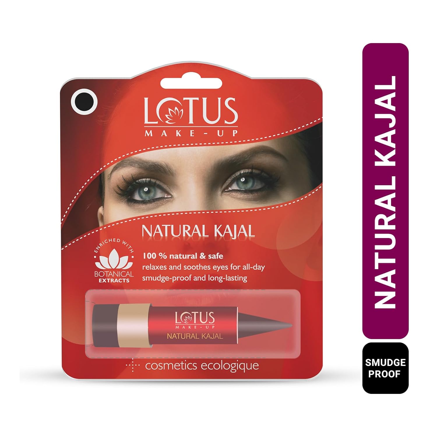 Lotus Make-Up Natural Kajal - Black NK04 | Almond Oil | Smudge Proof | 100% Natural Ingredients | 4g - View 2 of 6
