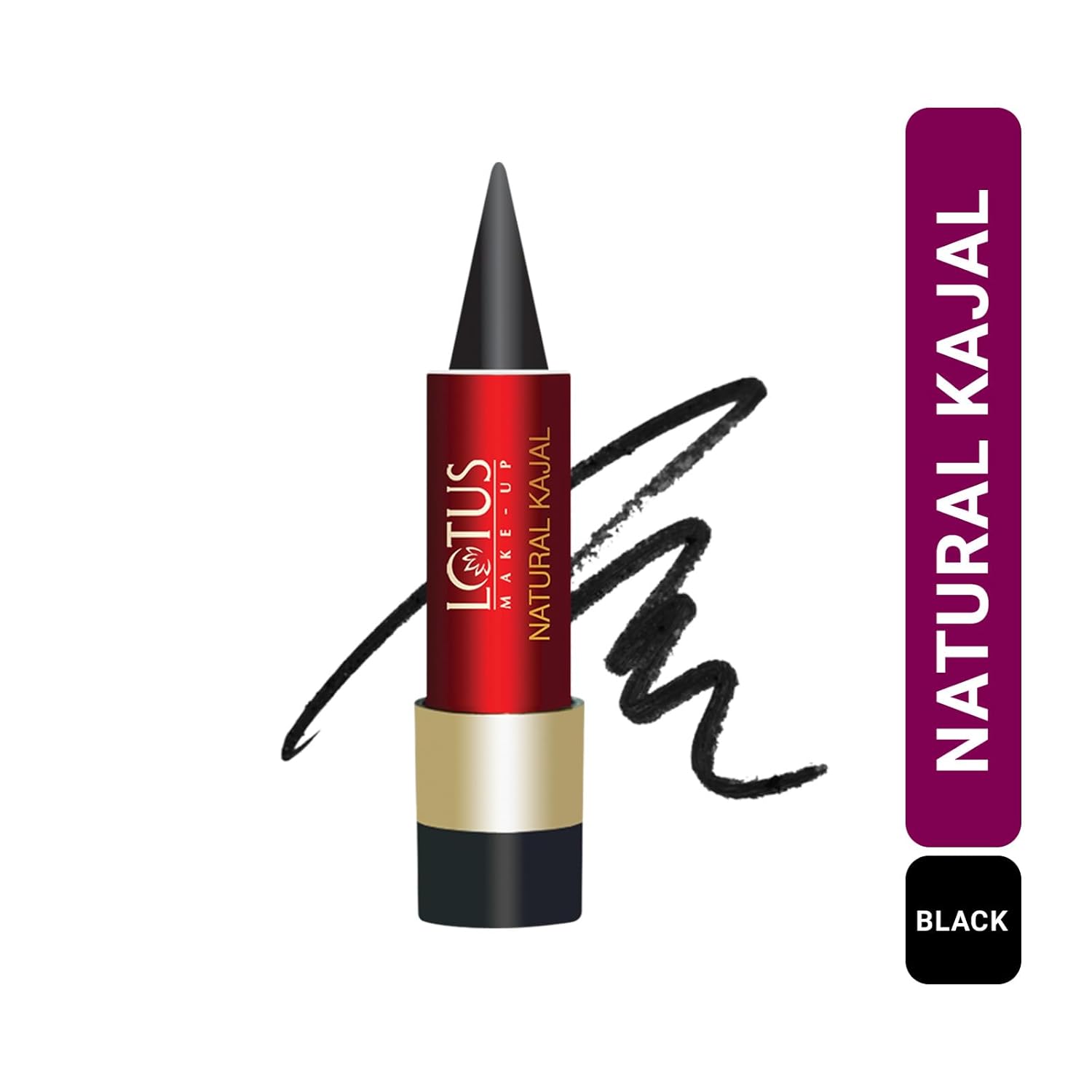 Lotus Make-Up Natural Kajal - Black NK04 | Almond Oil | Smudge Proof | 100% Natural Ingredients | 4g - View 6 of 6