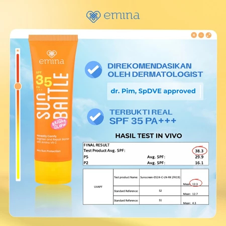 Emina Sun Battle Bright Glow SPF 35 PA+++ – Brightening & Repairing Airy Sun Protection, 50ml - View 2 of 3