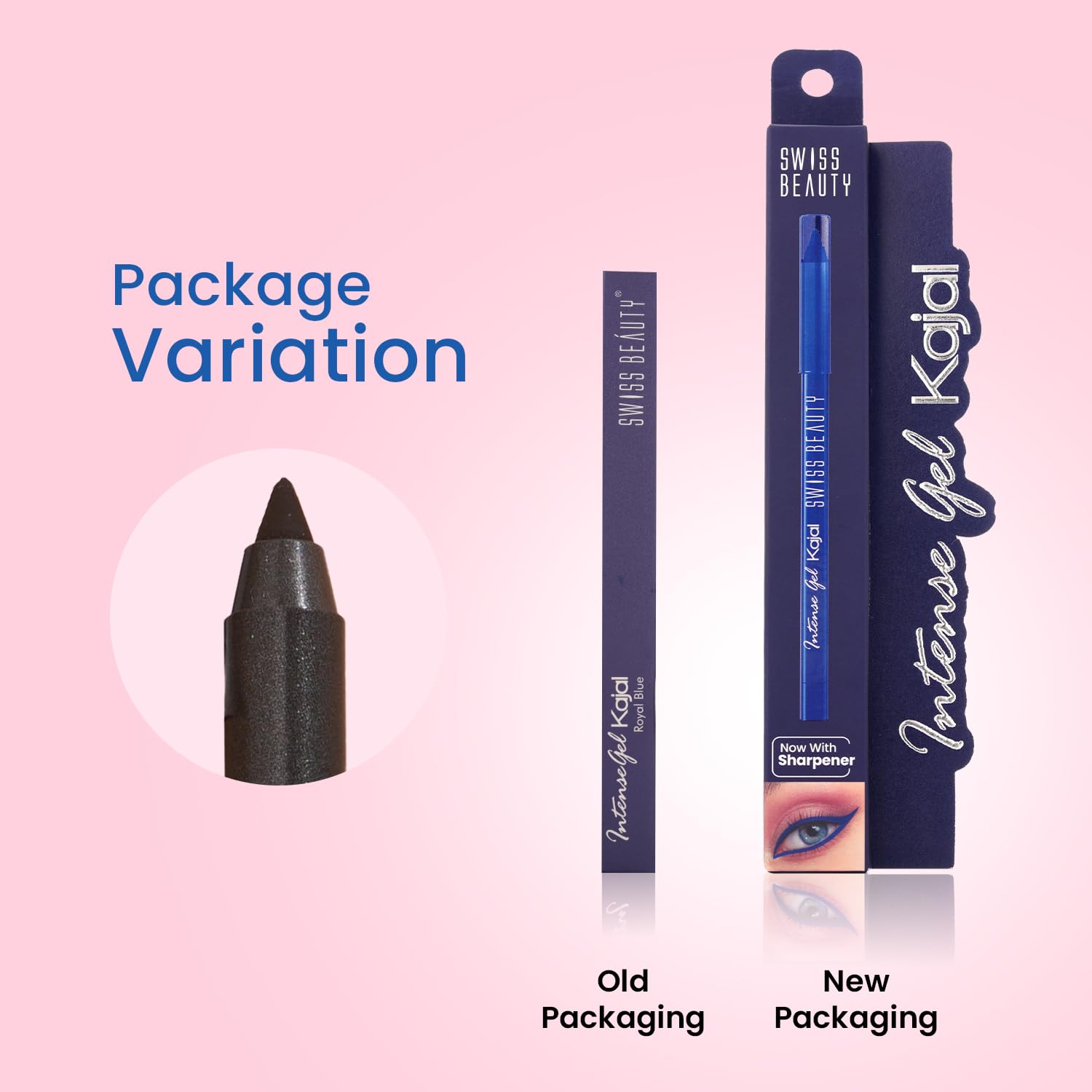 Swiss Beauty Intense Gel Kajal with Sharpener | 12-Hour Stay | Waterproof | Smudge-Proof | Creamy Texture | Highly Pigmented | Multi-Use Eye Pencil | 1.2g, Shade- Black - View 3 of 6