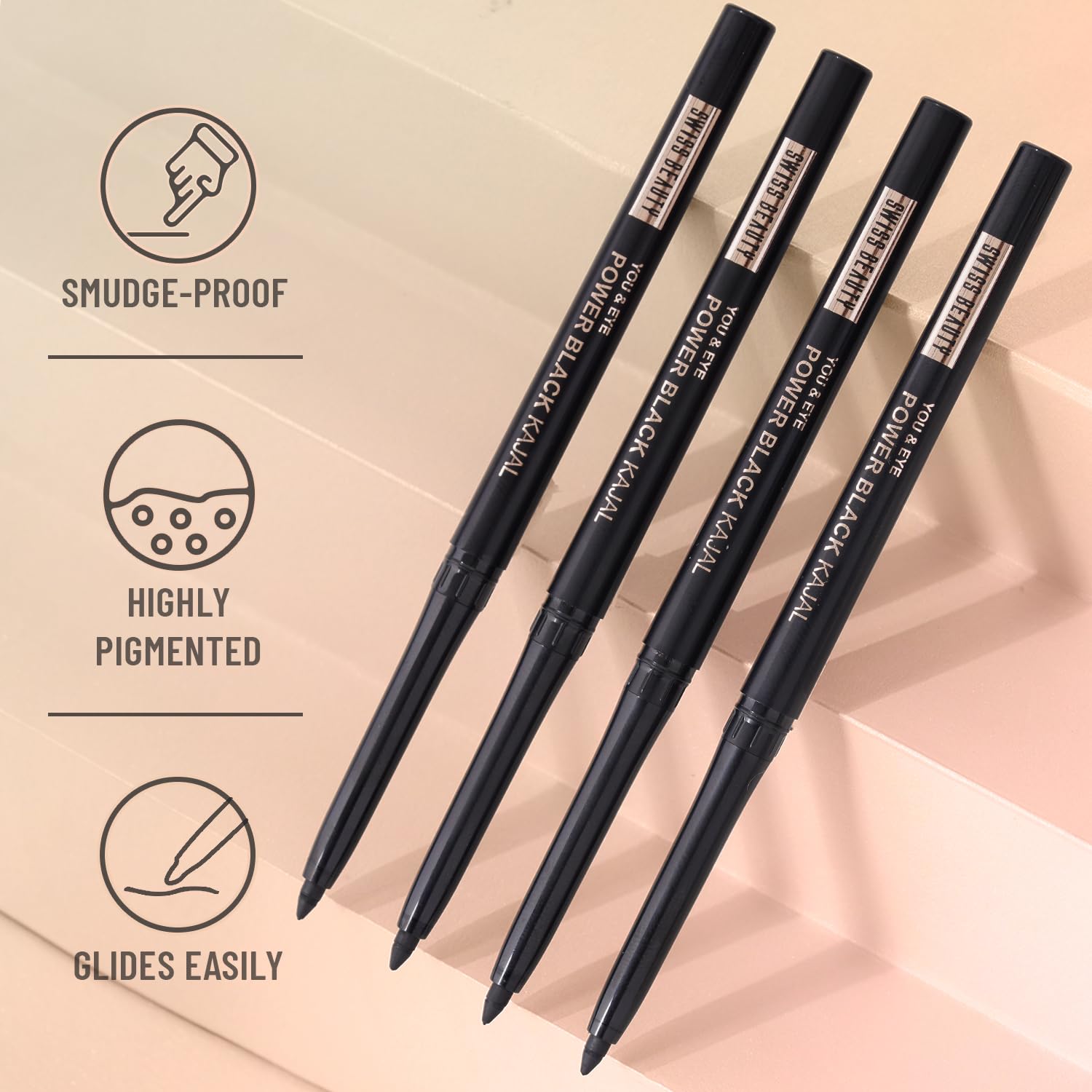 SWISS BEAUTY You & Eye Power Black Pencil Kajal | Waterproof & Smudge-Proof | 24 Hour Stay | Matte Finish Black Kajal | 0.30gm - View 5 of 6