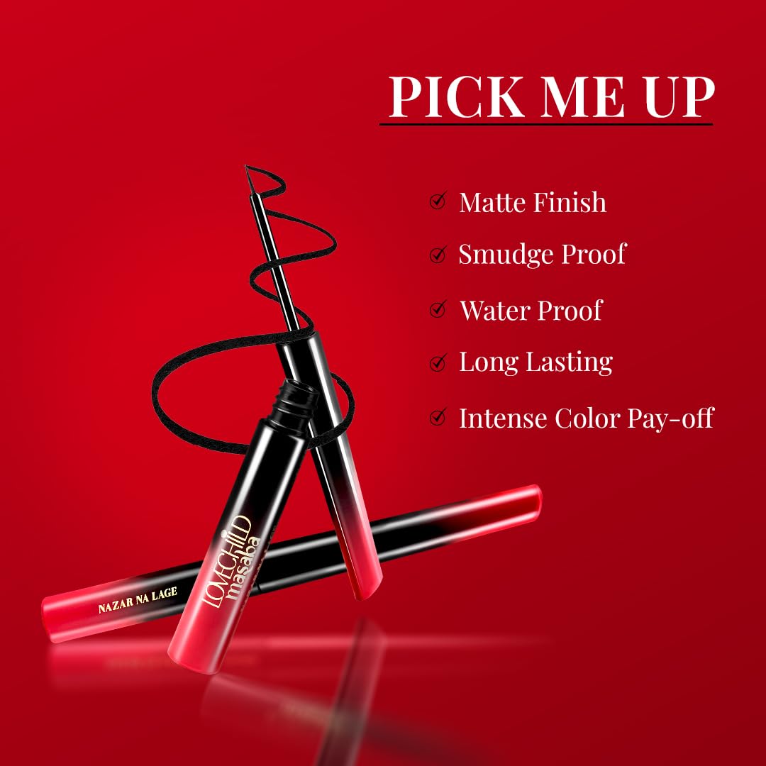 LoveChild Masaba Liquid Eyeliner (Black), Waterproof Smudge-Proof Eyeliner with HD Gloss Finish, Quick Drying Eye Liner and Long Lasting Eye Makeup for Comfortable Wear, 3ml - View 6 of 7