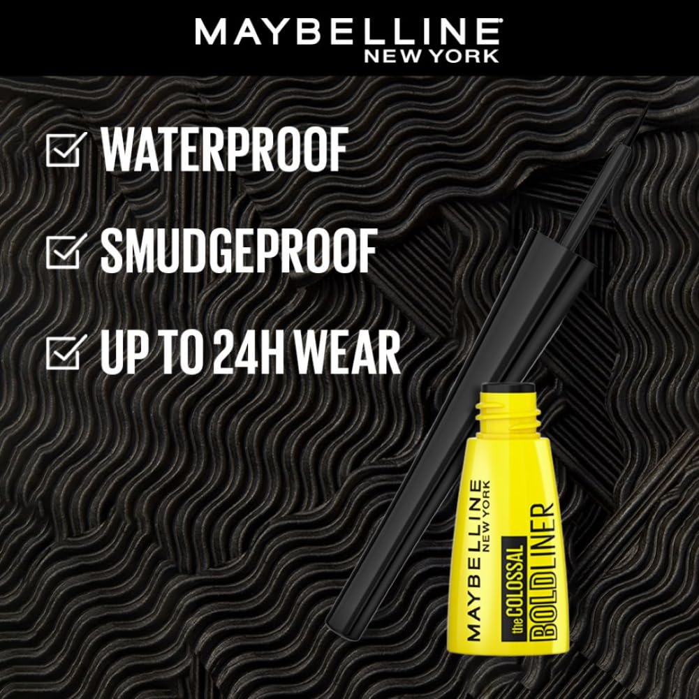 Maybelline New York Colossal Bold Liner - Black, smudge-proof and water-proof Long-lasting eyeliner. Maybelline New York Colossal Bold and dark eyeliner is for everyday use | 3ml - View 3 of 5