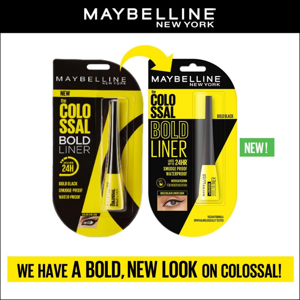 Maybelline New York Colossal Bold Liner - Black, smudge-proof and water-proof Long-lasting eyeliner. Maybelline New York Colossal Bold and dark eyeliner is for everyday use | 3ml - View 5 of 5