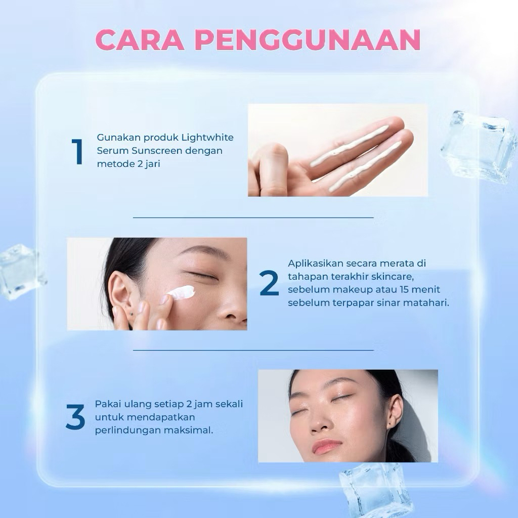 Mukka Lightwhite Serum Sunscreen Spf 50 Pa++++ 40ml Non Comedogenic/ICE COOLING SUNSCREEN OVERCOMING - View 3 of 3