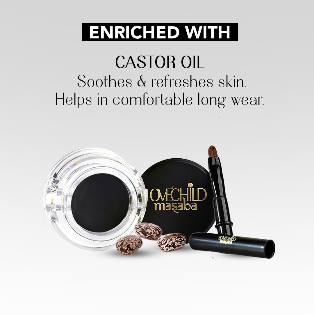 Love Child Masaba Eye 2K Gel Eyeliner with Applicator, Black, Smudge-Proof, Waterproof, Matte Finish, Long-Lasting Precision, For Bold & Defined Eyes, 4g - View 4 of 6