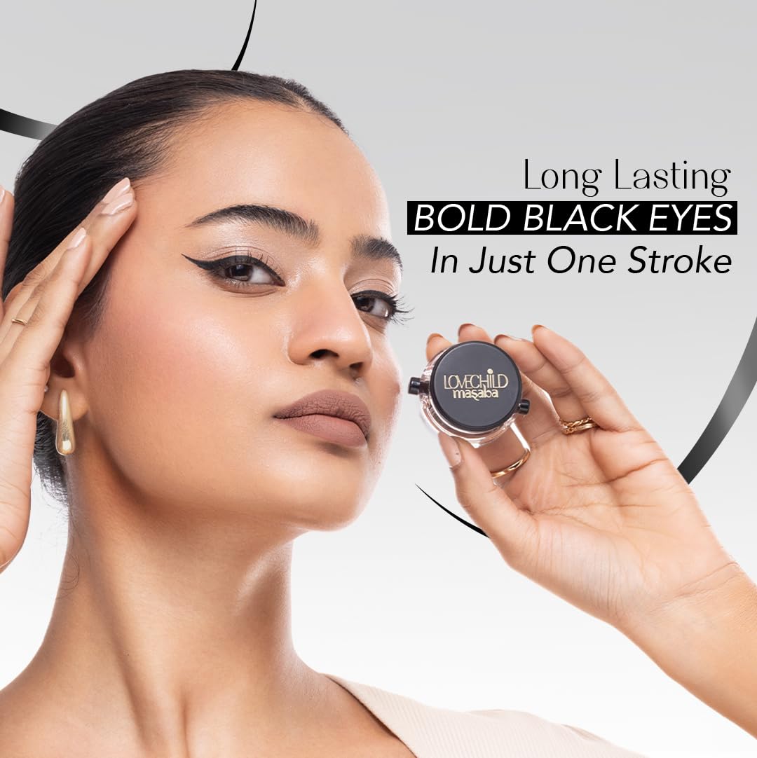 Love Child Masaba Eye 2K Gel Eyeliner with Applicator, Black, Smudge-Proof, Waterproof, Matte Finish, Long-Lasting Precision, For Bold & Defined Eyes, 4g - View 6 of 6