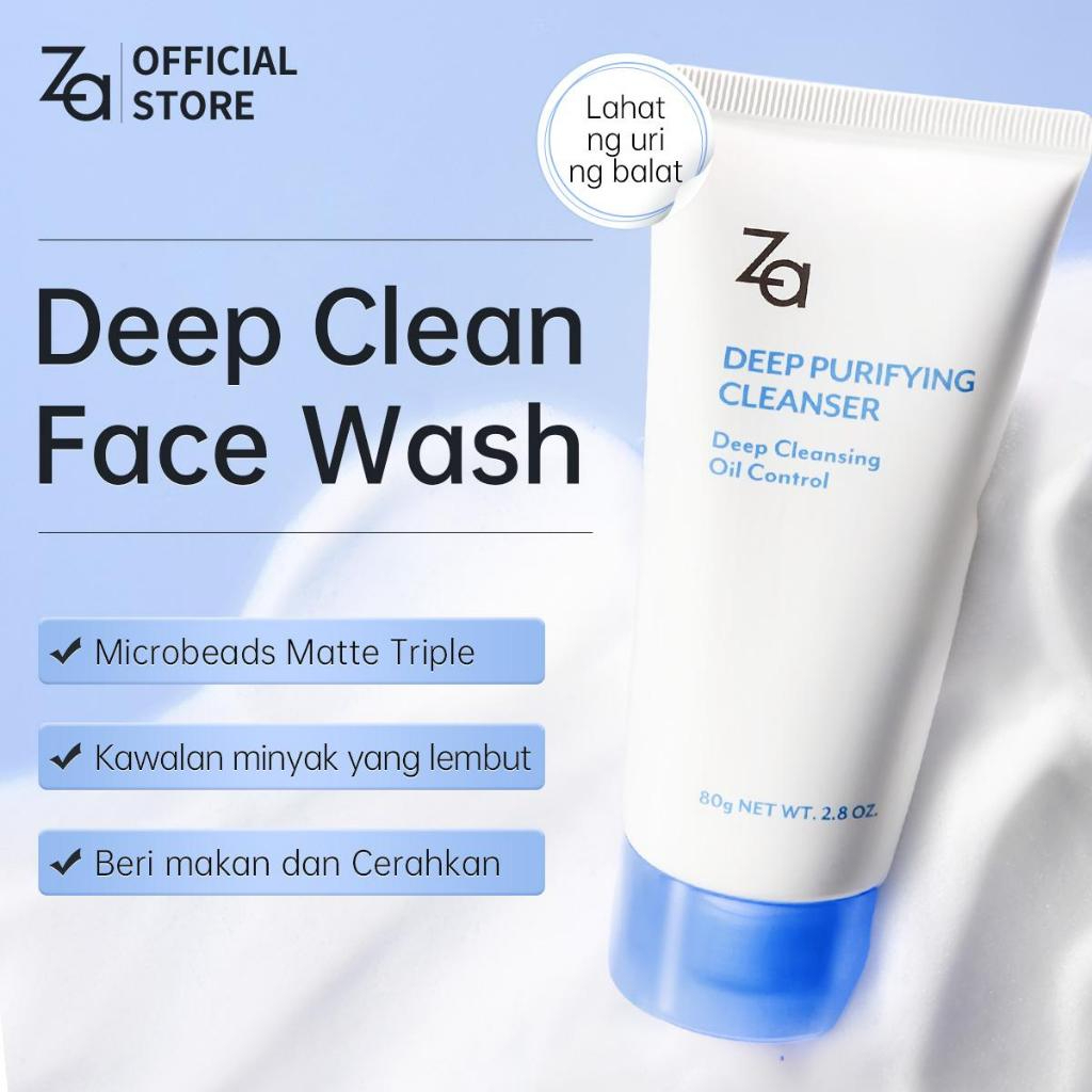 Za Sea Salt Deep Purifying Facial Cleanser Gentle Oil Control Face Wash for Deep Cleansing Hydrating Skin Detox Acne Care Refreshing Daily Skincare 120ml Formula  Za Sea Salt Deep Purifying Cleanser Oil Control Facial Wash Deep Cleansing Face - View 2 of 3