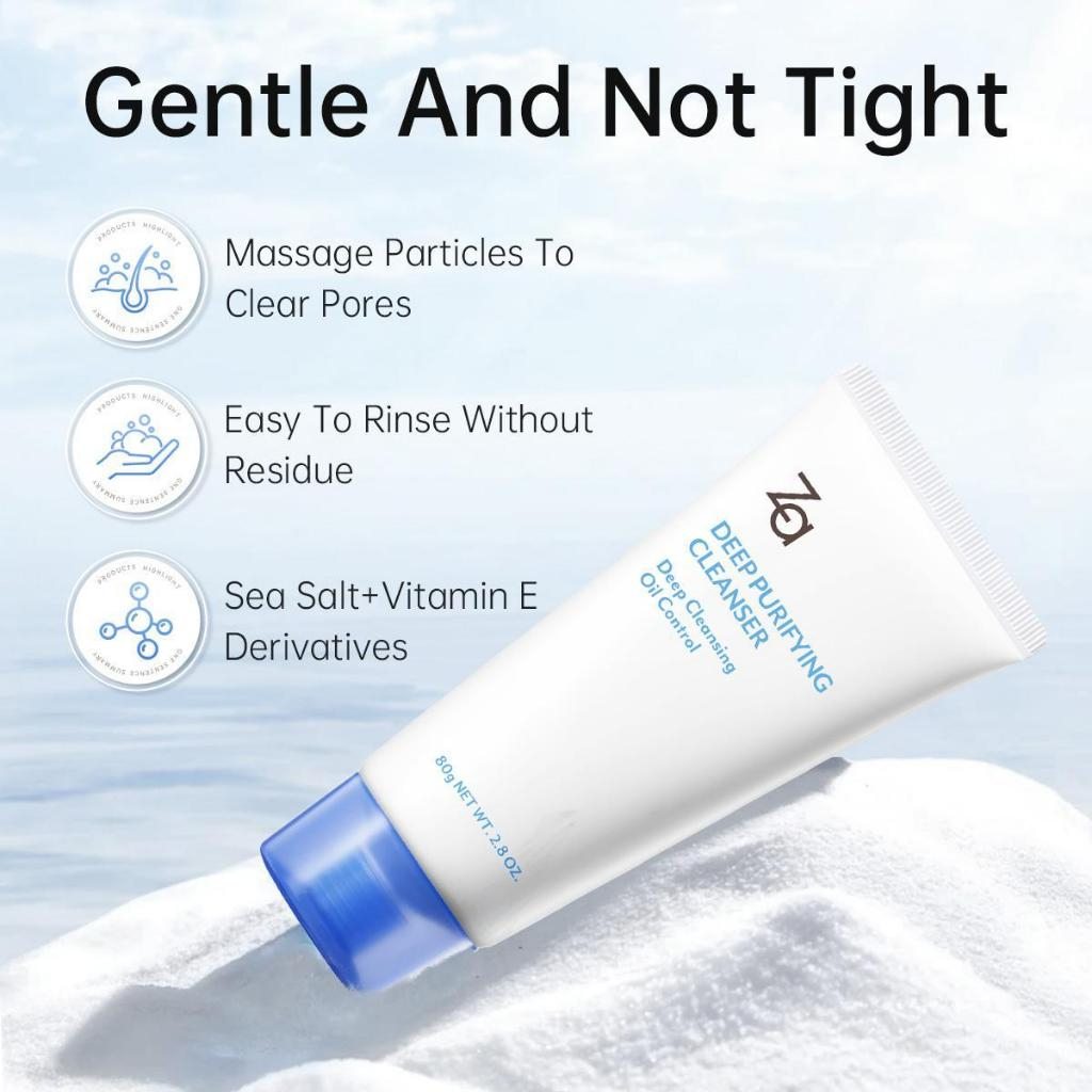 Za Sea Salt Deep Purifying Facial Cleanser Gentle Oil Control Face Wash for Deep Cleansing Hydrating Skin Detox Acne Care Refreshing Daily Skincare 120ml Formula  Za Sea Salt Deep Purifying Cleanser Oil Control Facial Wash Deep Cleansing Face - View 3 of 3