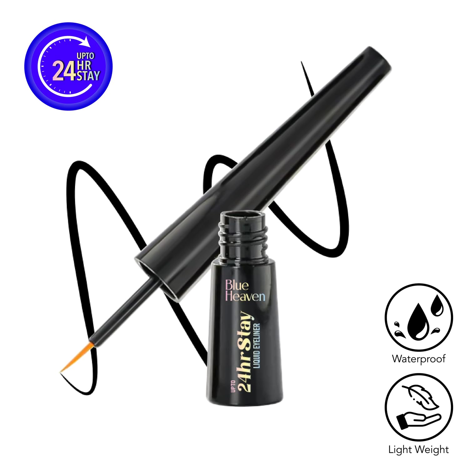 Blue Heaven 24hr Stay Liquid Eyeliner Waterproof Smudge Proof | Quick Dry, Fine-Tip Brush for Precision | Long-Lasting Eye Liner for Women | Black | 3ml - View 8 of 8