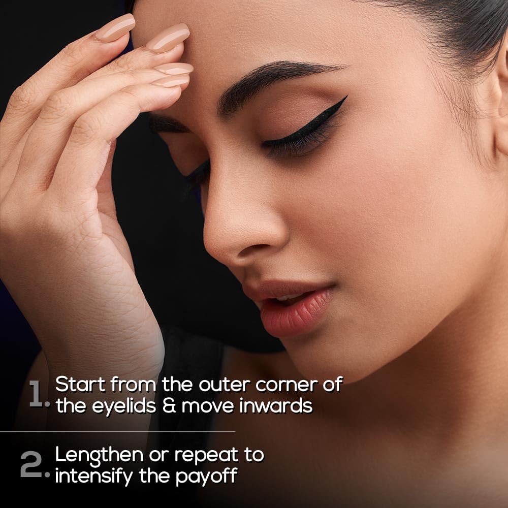 RENEE Midnight Matte Eyeliner, Darkest Black, Long Lasting, Smudge-Proof & Waterproof Formula, One-Swipe-Application with Intense Pigment, Enriched with Vitamin E, Camomile & Aloe Vera, 2.5ml - View 3 of 6