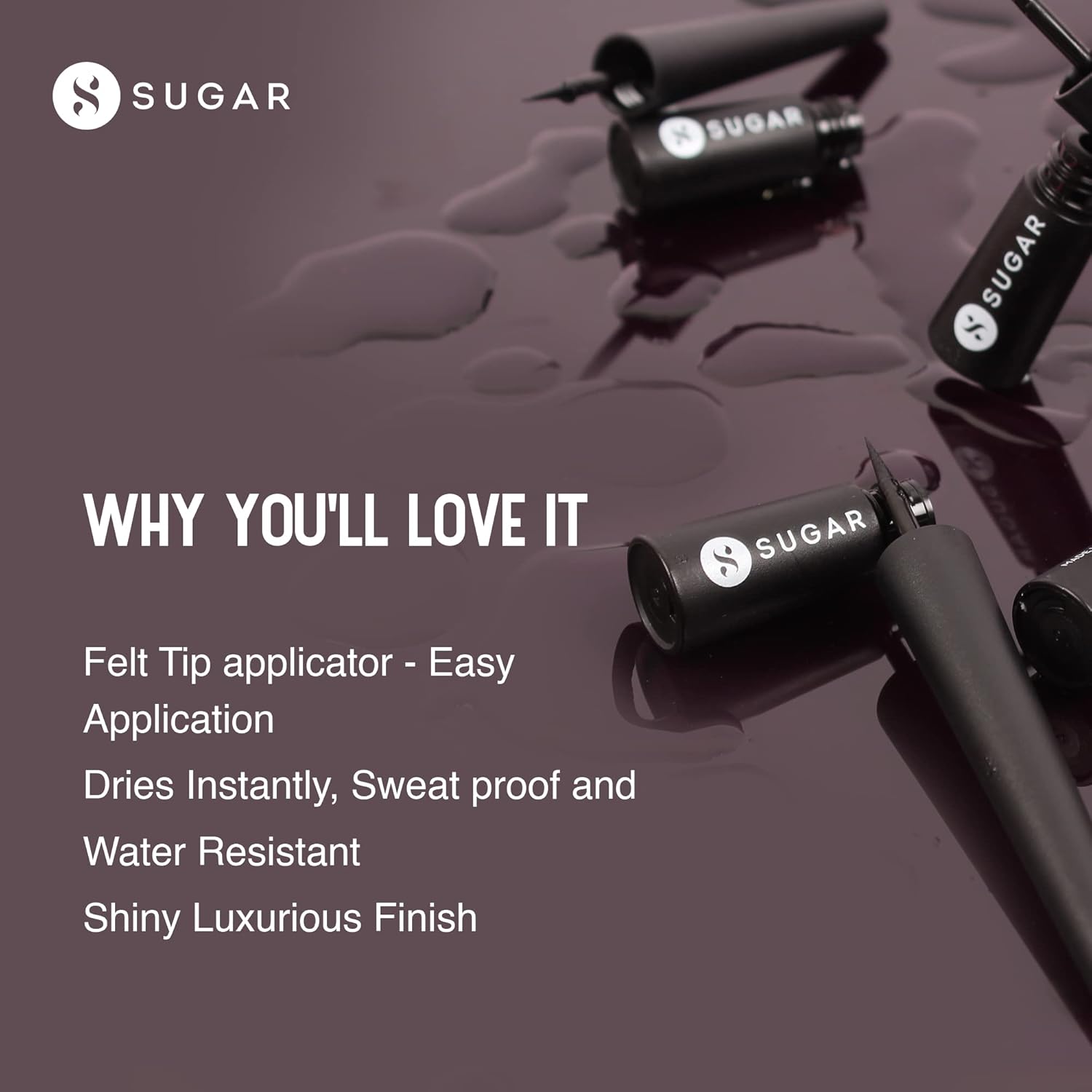 SUGAR Cosmetics Gloss Boss 24Hr Glossy Eyeliner Gel With Brush | Smudeproof & Waterproof - 01 Back In Black (Black Eyeliner) | 3Ml - View 2 of 5