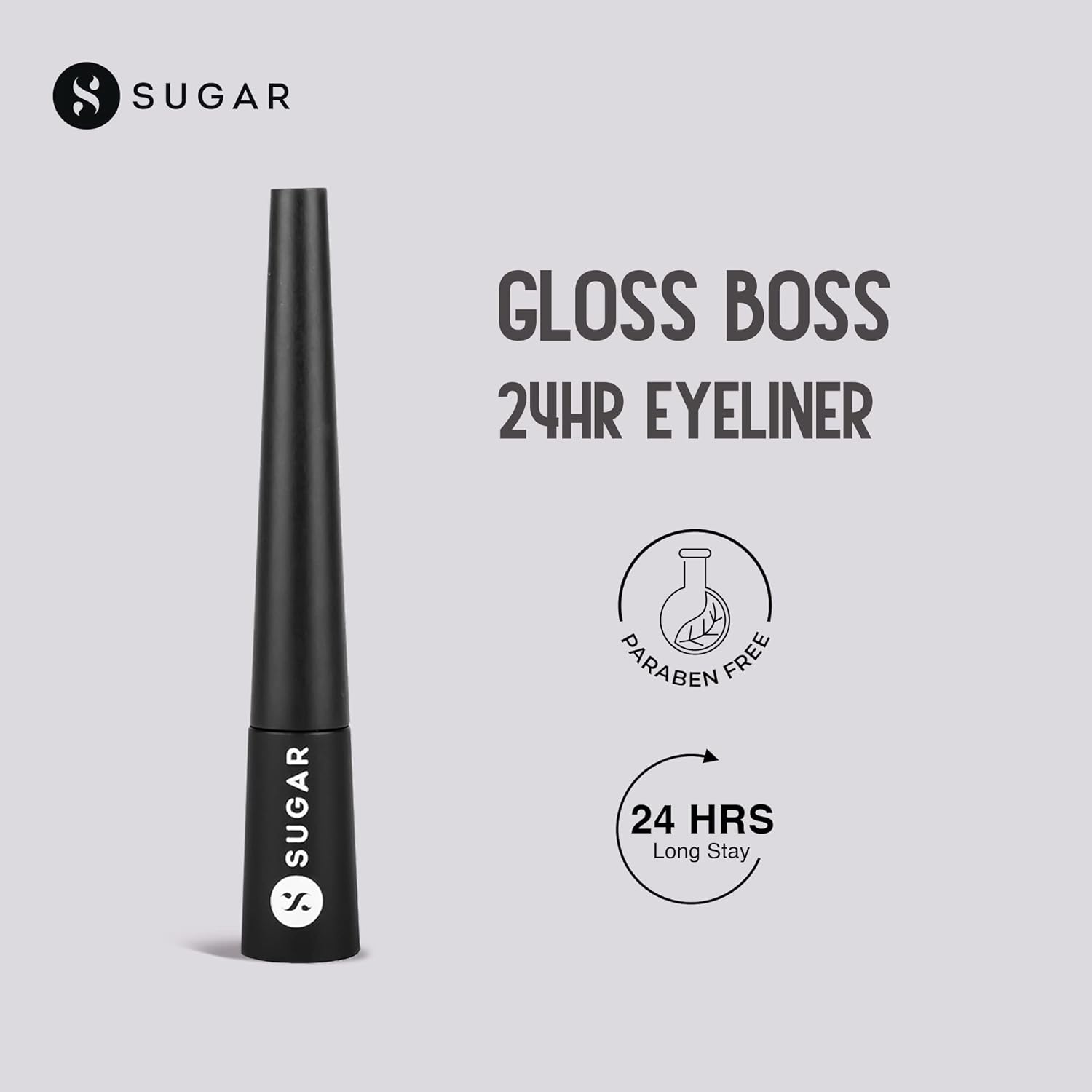 SUGAR Cosmetics Gloss Boss 24Hr Glossy Eyeliner Gel With Brush | Smudeproof & Waterproof - 01 Back In Black (Black Eyeliner) | 3Ml - View 3 of 5