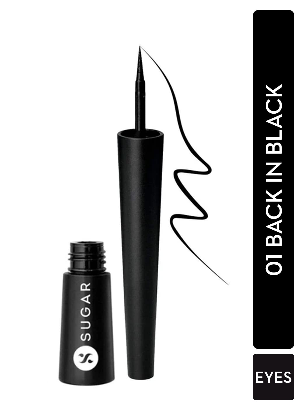 SUGAR Cosmetics Gloss Boss 24Hr Glossy Eyeliner Gel With Brush | Smudeproof & Waterproof - 01 Back In Black (Black Eyeliner) | 3Ml - View 5 of 5