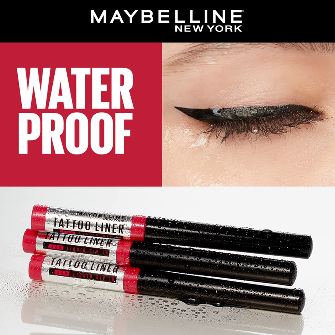 Maybelline New York 48-Hour Dip In Tattoo Eye Liner - Black, Smudge-proof and Heat Resistance, Waterproof Eyeliner. Maybelline 2x Hyper-condensed Carbon Black Eyeliner | 2.1 ml - View 4 of 6