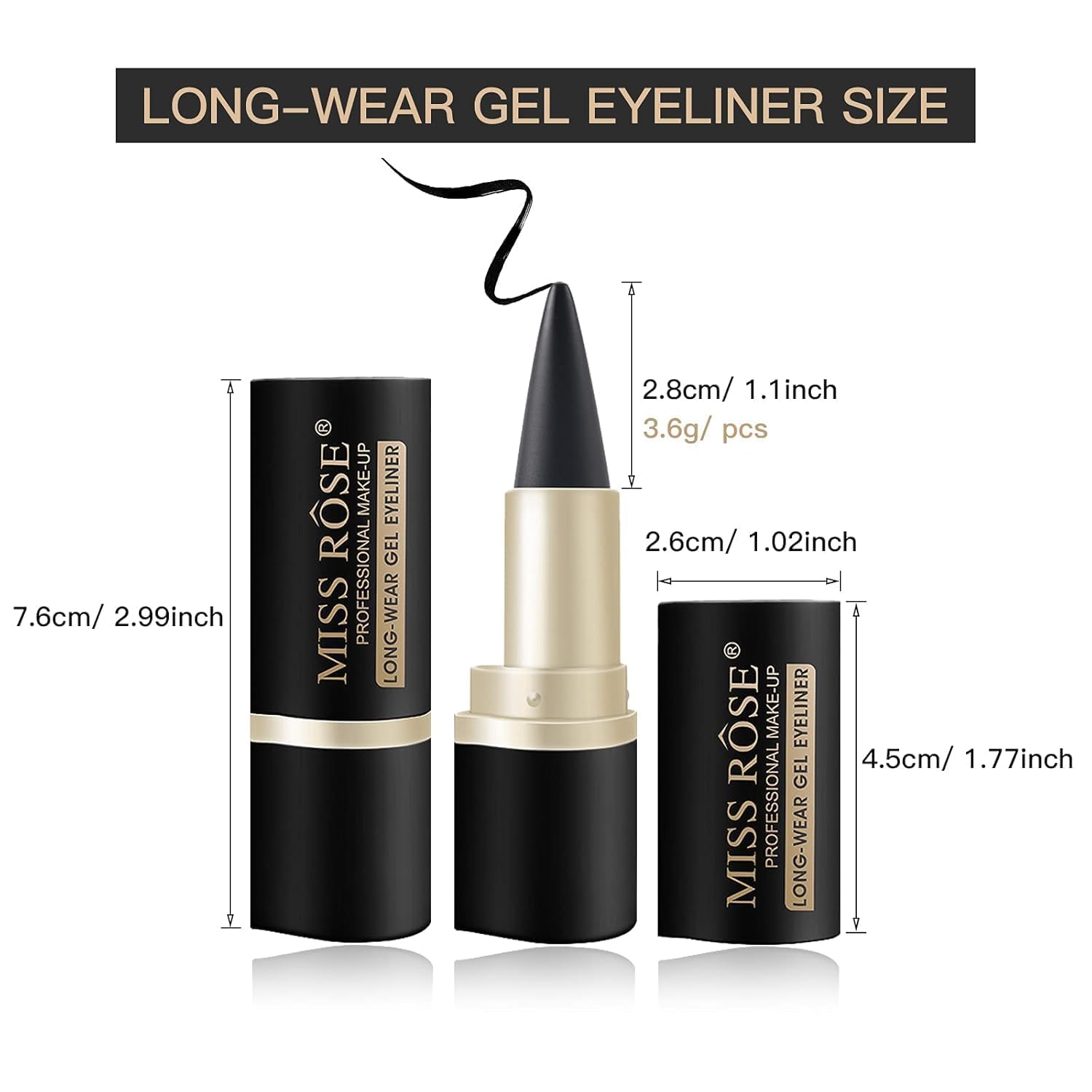 ZUPTIX Black Gel Cream Eyeliner, Pencil Eyeliner & Kajal, Tool Smudge Proof and Waterproof Matte Quick Dry Black Eye-liner Pencil Tattoo Pen Stick Makeup for Women - View 3 of 7