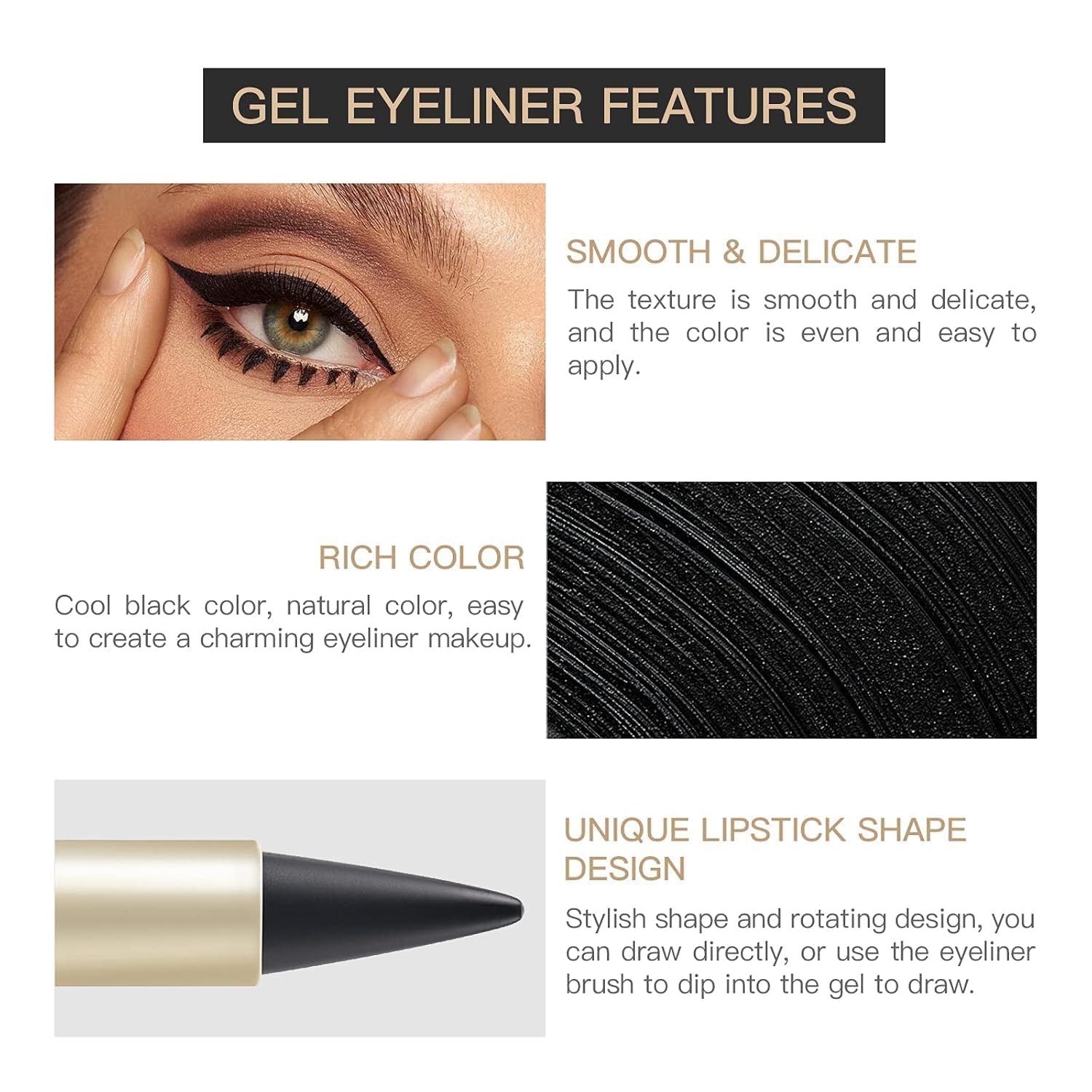 ZUPTIX Black Gel Cream Eyeliner, Pencil Eyeliner & Kajal, Tool Smudge Proof and Waterproof Matte Quick Dry Black Eye-liner Pencil Tattoo Pen Stick Makeup for Women - View 7 of 7