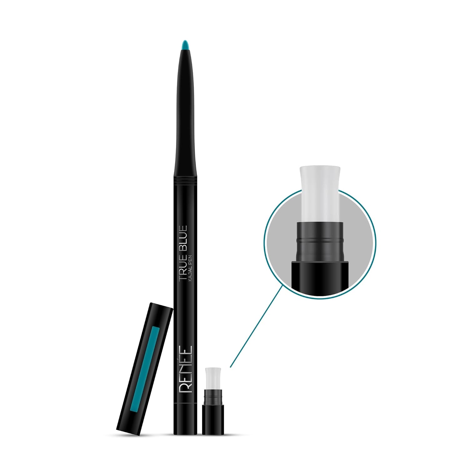 RENEE Kajal Pen with Sharpener - True Blue | 24 Hrs Stay | Long Lasting Kohl Pencil | Matte Finish | Rich Color Payoff | Smudge & Waterproof | One Swipe Application Formula | 0.35gm - View 3 of 5