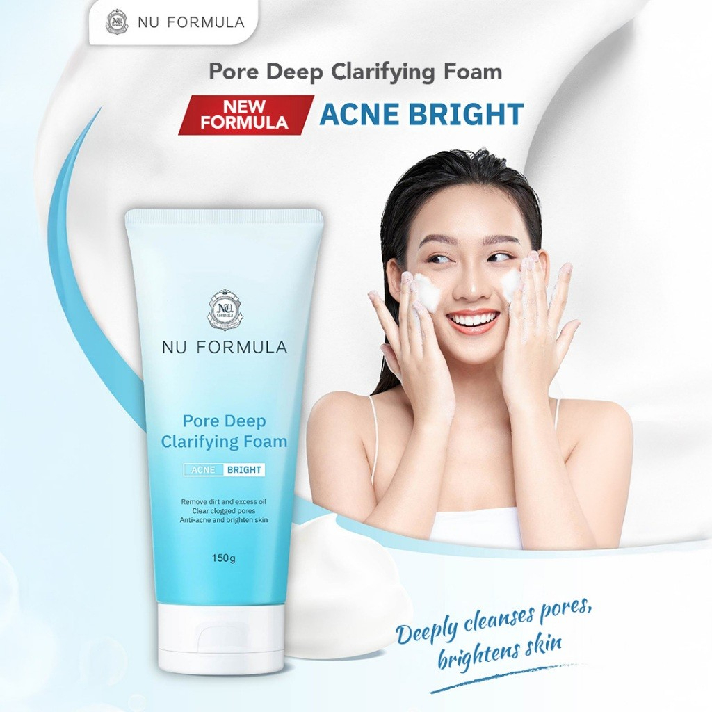 NU FORMULA Acne Solution Pore Deep Clarifying Foam 150g Acne Face Wash for Oily and Acne-Prone Skin, Deep Cleansing Foam Cleanser, Unclogs Pores, Oil Control, Smooth Clear Skin Daily Use - View 3 of 3