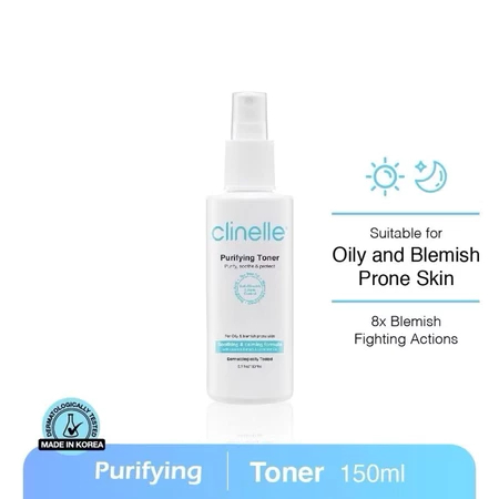 Clinelle Purifying Toner 150ml Facial Toner for Oily and Acne-Prone Skin Hydrating Alcohol-Free Toner Rebalances Sebum Oil Control Minimizes Pores Refreshes Skin Daily Skincare Use Gentle Clarifying Formula Clean Skin - View 3 of 3